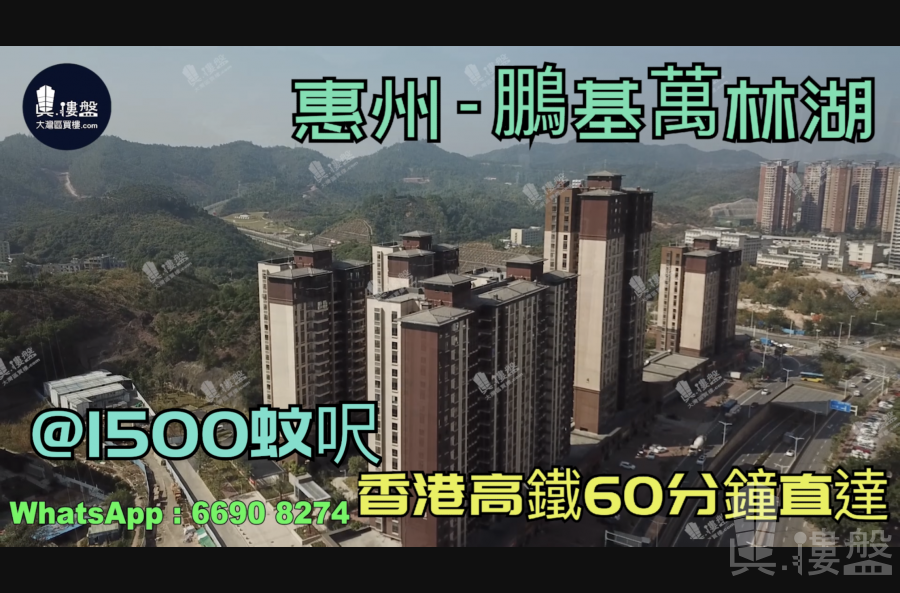 鵬基萬林湖-惠州|首期3萬(減)|@1500蚊呎|香港高鐵60分鐘直達|香港銀行按揭(實景航拍)